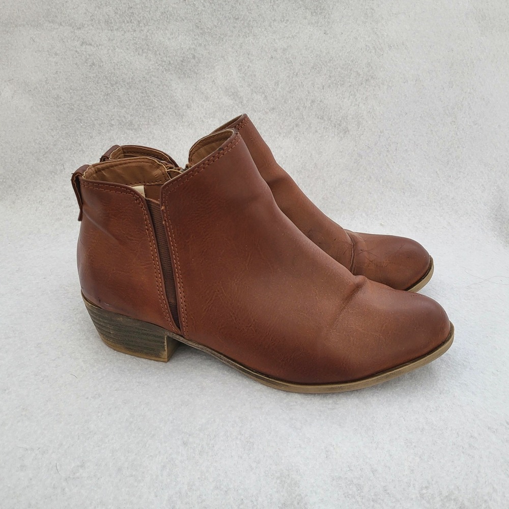 Zigi Soho Ayesha Brown Zipper Ankle Boots Womens 8.5 Faux Leather Cowgirl Bootie